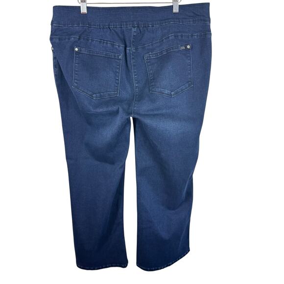 Bluberry Dark Wash Cotton Blend Elastic Waist Pull On Boot Cut Jeans XL 16W 18W - Picture 2 of 5